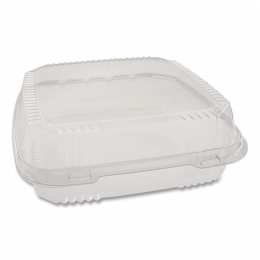 ClearView SmartLock Hinged Lid Container, 9.22 x 8.88 x 2.91, Clear, Plastic, 200/Carton (YCI81110)