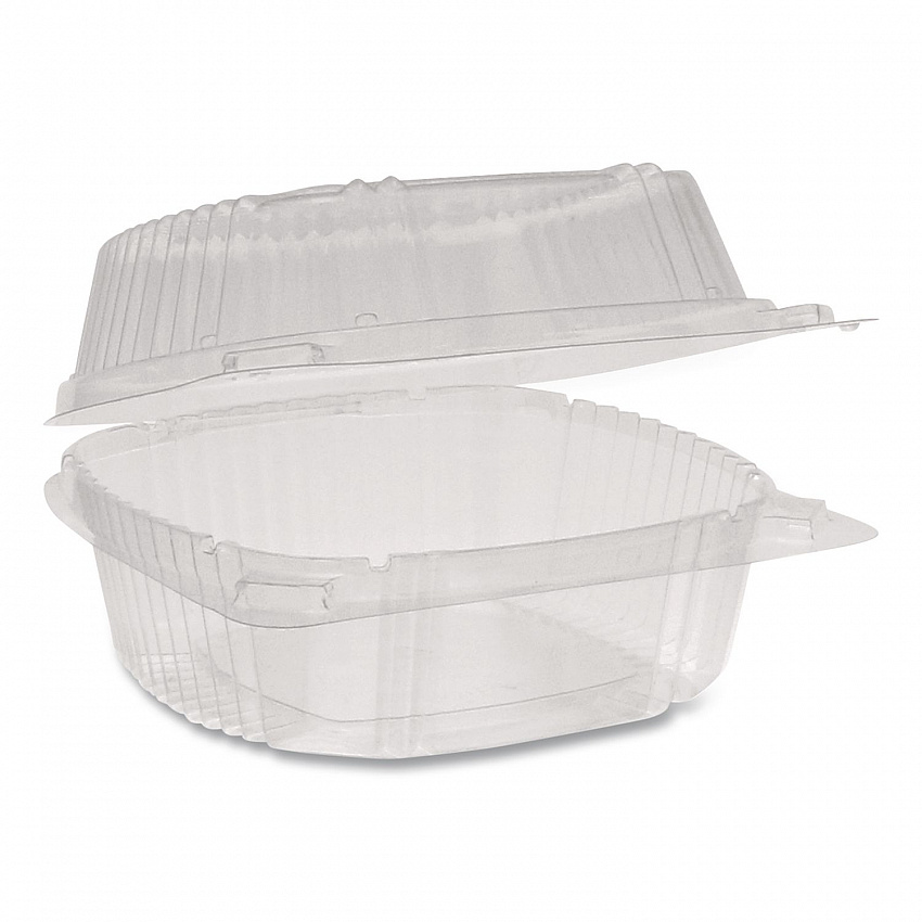 ClearView SmartLock Hinged Lid Container, 20 oz, 5.8 x 6 x 3, Clear, Plastic, 500/Carton (YCI81160)
