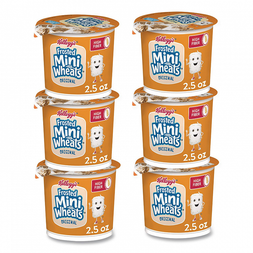Breakfast Cereal, Frosted Mini Wheats, Single-Serve 2.5 oz Cup, 6/Box (42799)