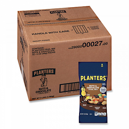 Trail Mix, Nut and Chocolate, 2 oz Bag, 72/Carton (00027)
