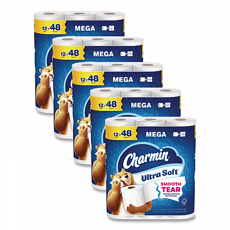 Ultra Soft Bathroom Tissue, Mega Roll, Septic Safe, 2-Ply, White, 208 Sheets/Roll, 12 Rolls/Pack, 5 Packs/Carton (17579CT)