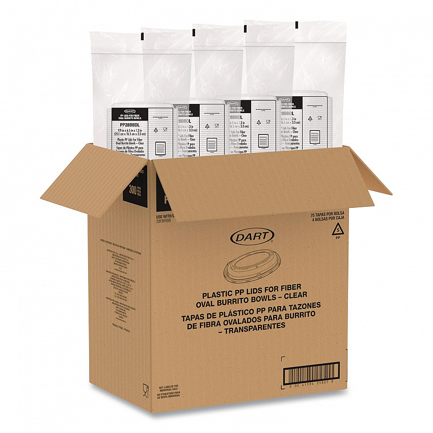 Dome Covers and Lids, For 28 oz Container, 6.75 x 9.5 x 1.83, Clear, 300/Carton (PP28BBDL)