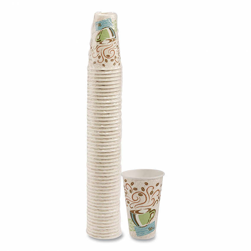 PerfecTouch Paper Hot Cups, 16 oz, Coffee Haze Design, 50/Pack (5356CD)