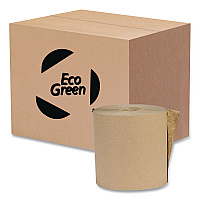 Recycled Hardwound Paper Towels, 1-Ply, 7.88" x 800 ft, 1.8 Core, Kraft, 6 Rolls/Carton (EK80186)