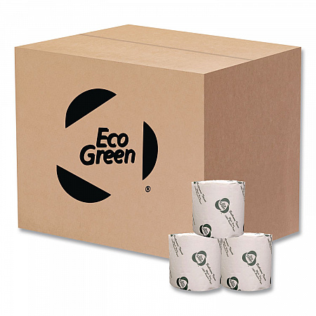 Recycled Two-Ply Standard Toilet Paper, Septic Safe, White, 600 Sheets/Roll, 48 Rolls/Carton (EBW680)