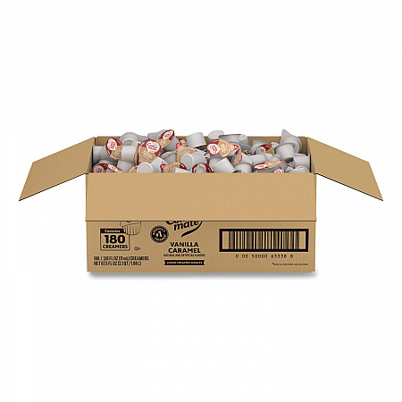 Bulk Liquid Coffee Creamer, Vanilla Caramel, 0.38 oz Mini Cups, 180/Carton (63338CT)