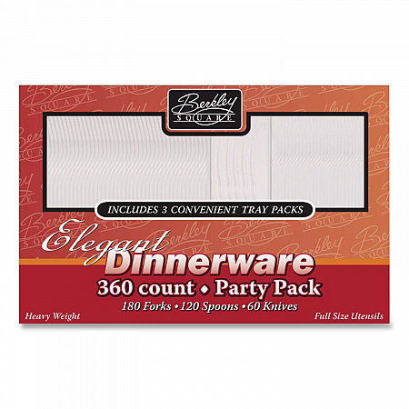 Heavyweight Party Pack, Heavyweight, Fork/Knife/Spoon, Plastic, Clear, 360/Pack (1088008)