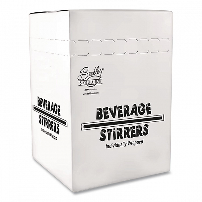 Unwrapped Round Stirrers, 7.75", Polypropylene, Black, 500/Pack (1241207)