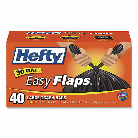 Easy Flaps Trash Bags, Tie-Flap, 30 gal, 0.85 mil, 30