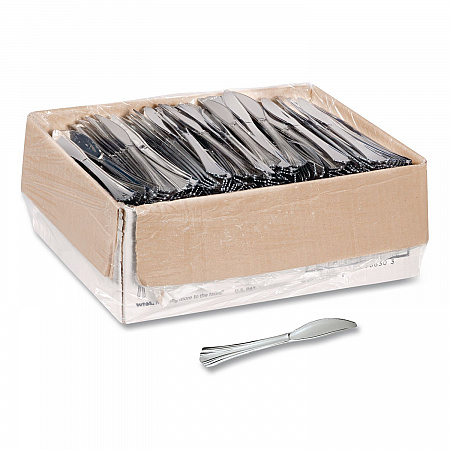 Heavyweight Plastic Knives, Reflections Design, Silver, 600/Carton (630155)