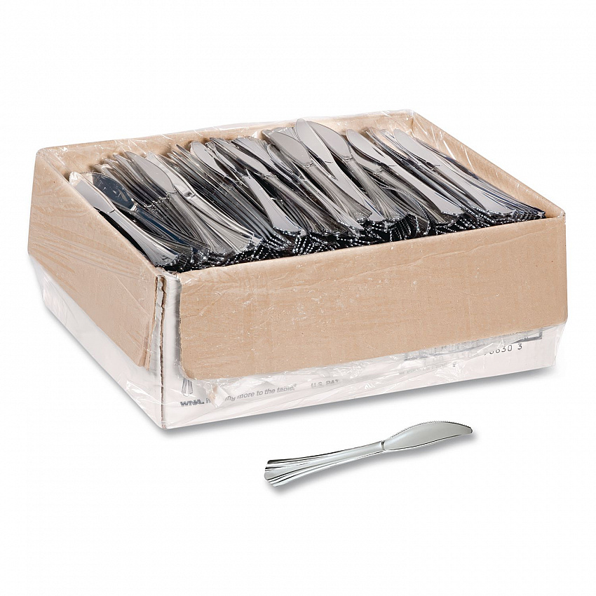 Heavyweight Plastic Knives, Reflections Design, Silver, 600/Carton (630155)