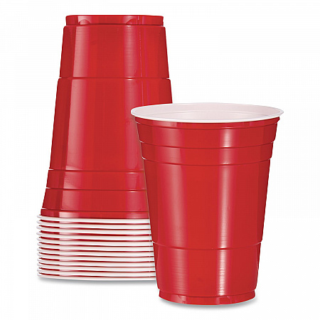 SOLO Party Plastic Cold Drink Cups, 16 oz, Red, 24/Pack, 25 Packs/Carton (Y16250001)