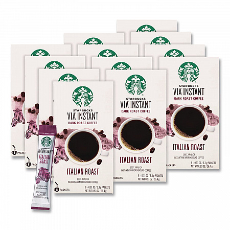 VIA Ready Brew Coffee, 0.11 oz, Italian Roast, 8 Packets/Bag, 12 Bags/Carton (12407838CT)