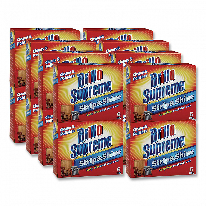 Strip and Shine Steel Wool Balls, 2.5 x 2, Gray, 6 Balls/Box, 24 Boxes/Carton (23306)