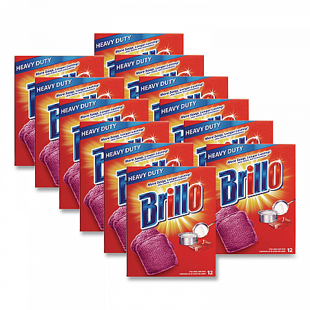 Steel Wool Soap Pads, 3 x 3, Gray/Pink, 12 Pads/Box, 12 Boxes/Carton (53335)