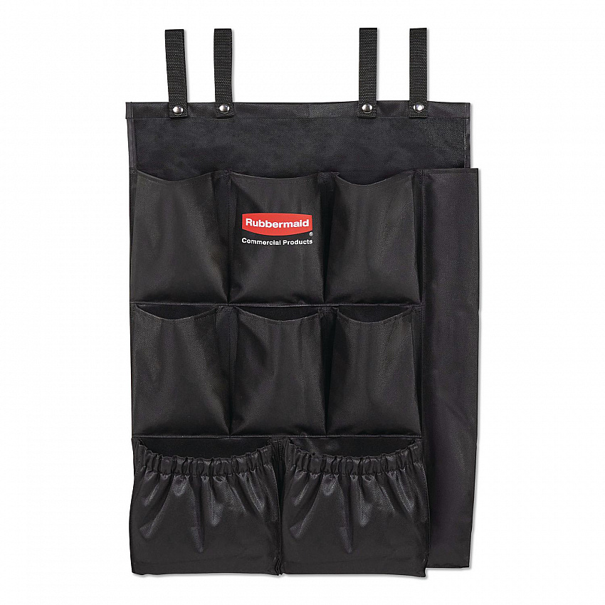 Fabric 9-Pocket Cart Organizer, 19.8 x 1.5 x 27.5, Black, 6/Carton (2202582)