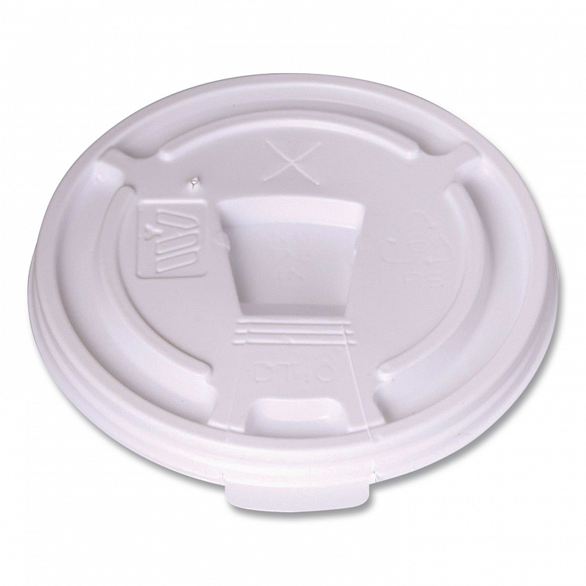 Plastic Lids for Foam Cups and Bowls, Drink-Thru, Fits 10 oz Hot Cups, White, 1,000/Carton (222064)