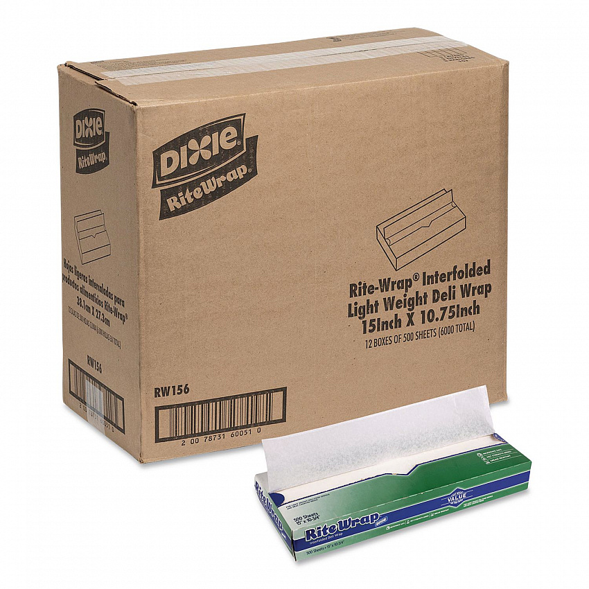 Dry Wax Light Weight Deli Paper, 15.12 x 10.75, 500/Pack, 12 Packs/Carton (RW156)