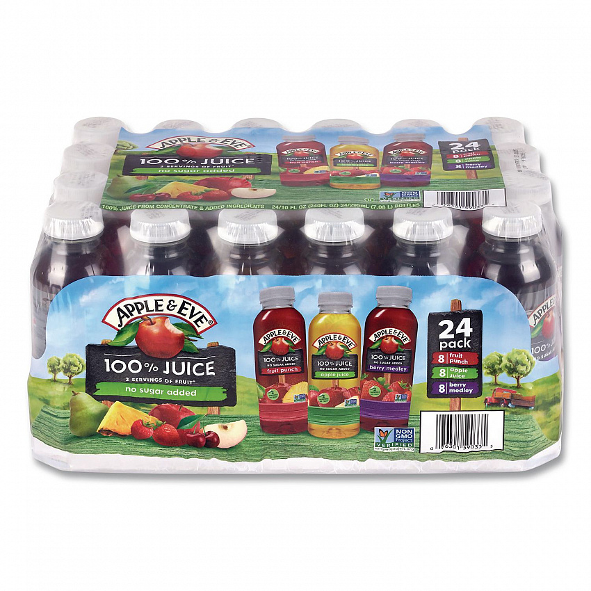 100% Fruit Juice Variety Pack, Assorted Flavors, 10 oz Bottle, 24/Carton (22002662)