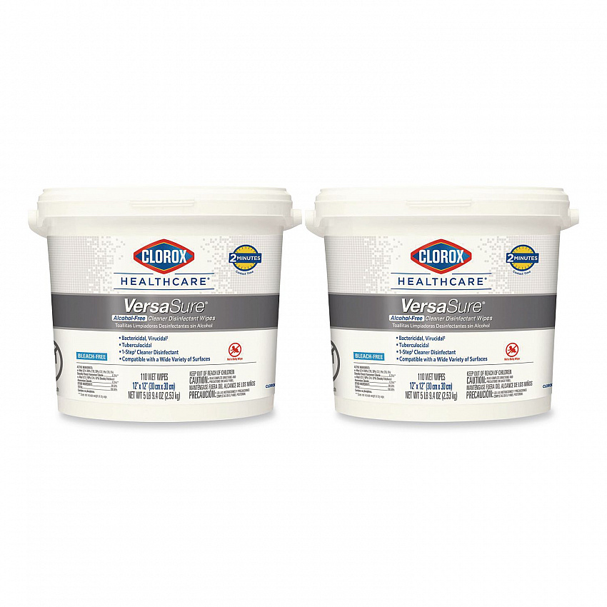 VersaSure Cleaner Disinfectant Wipes, 1-Ply, 12 x 12, Fragranced, White, 110/Bucket, 2 Buckets/Carton (31759)