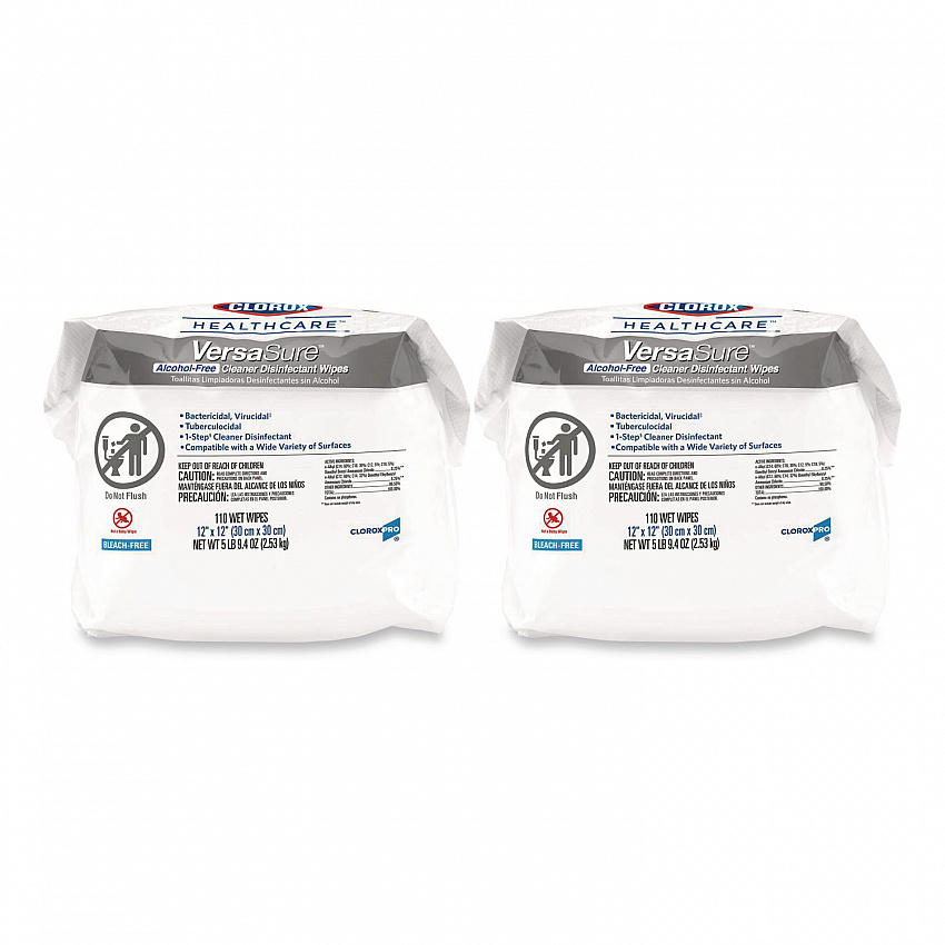 VersaSure Cleaner Disinfectant Wipes, Refill, 1-Ply, 12 x 10, Fragranced, White, 110/Pouch, 2 Pouches/Carton (31761)