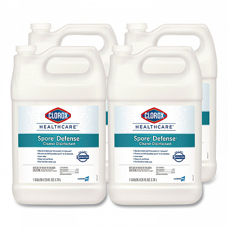 Spore Defense Cleaner Disinfectant, Closed System, Unscented, 1 gal Refill Bottle, 4/Carton (32122)