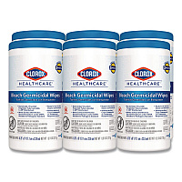 Bleach Germicidal Wipes, 1-Ply, 6.75 x 9, Unscented, White, 70/Canister, 6 Canisters/Carton (35309CT)