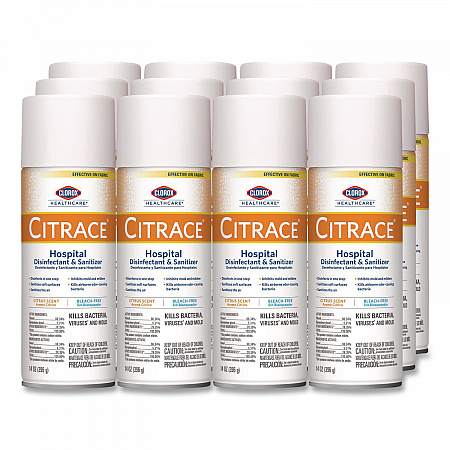 Citrace Hospital Disinfectant and Sanitizer, Citrus Scent, 14 oz Aerosol Spray, 12/Carton (49100)
