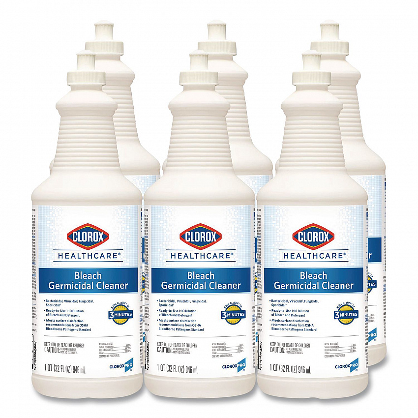 Bleach Germicidal Cleaner, Unscented, 32 oz Pull-Top Bottle, 6/Carton (68832)