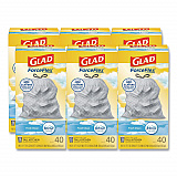 ForceFlex Kitchen Drawstring Trash Bags, 13 gal, Gain Fresh Clean Scent, 24 x 27.38, White, 40 Bags/Box, 6 Boxes/Carton (78361)