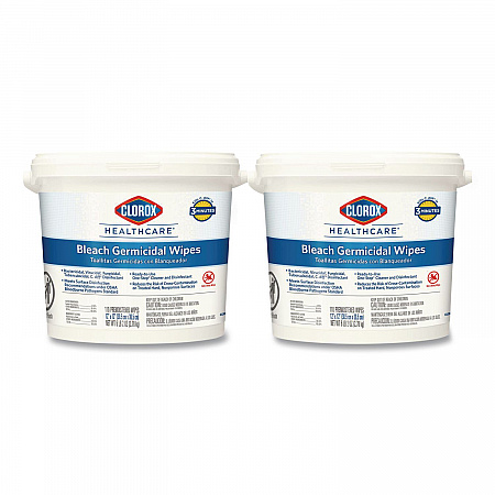 Bleach Germicidal Wipes, 1-Ply, 12 x 12, Unscented, White, 110/Bucket, 2 Buckets/Carton (30358CT)