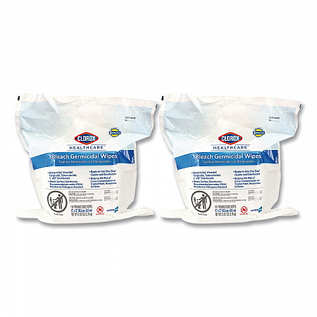 Bleach Germicidal Wipes, 1-Ply, 12 x 12, Unscented, White, 110/Refill, 2 Refills/Carton (30359CT)