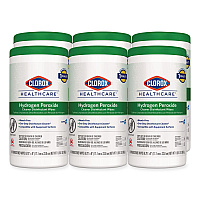 Hydrogen Peroxide Cleaner Disinfectant Wipes, 9 x 6.75, Unscented, White, 95/Canister, 6 Canisters/Carton (30824)