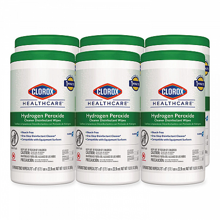 Hydrogen Peroxide Cleaner Disinfectant Wipes, 9 x 6.75, Unscented, White, 95/Canister, 6 Canisters/Carton (30824)