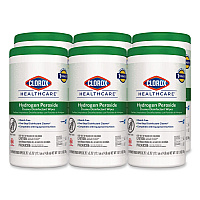 Hydrogen Peroxide Cleaner Disinfectant Wipes, 5.75 x 6.75, Unscented, White, 155/Canister, 6 Canisters/Carton (30825)