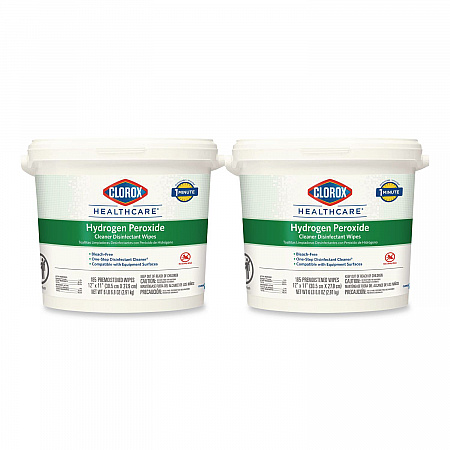Hydrogen Peroxide Cleaner Disinfectant Wipes, 12 x 11, Unscented, White, 185/Bucket, 2 Buckets/Carton (30826)