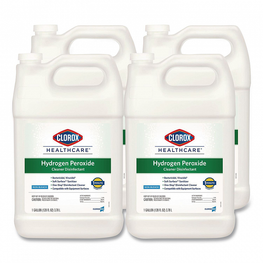 Hydrogen-Peroxide Cleaner/Disinfectant, Unscented, 1 gal Bottle, 4/Carton (30829)