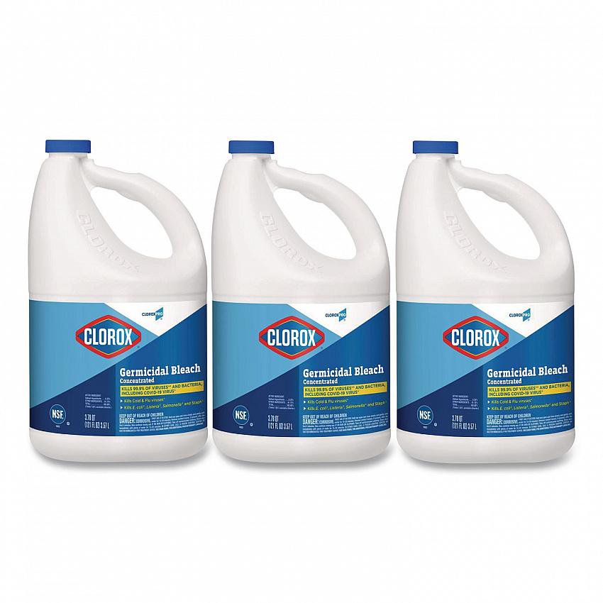 CloroxPro Concentrated Germicidal Bleach, Regular Scent, 121 oz Bottle, 3/Carton (30966CT)