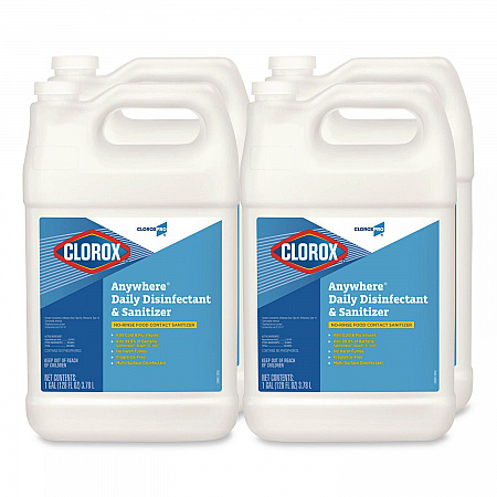 CloroxPro Anywhere Daily Disinfectant and Sanitizer, Unscented, 128 oz Bottle, 4/Carton (31651)