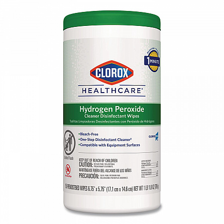 Hydrogen Peroxide Cleaner Disinfectant Wipes, 6.75 x 5.75, Unscented, 155 Wipes/Canister (30825EA)
