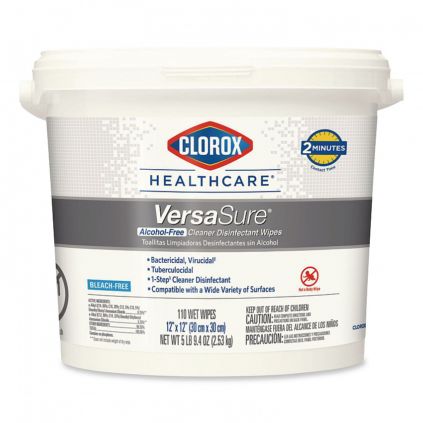 VersaSure Cleaner Disinfectant Wipes, 1-Ply, 12 x 12, Fragranced, White, 110/Bucket (31759EA)
