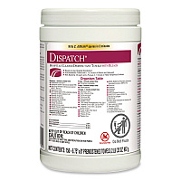 Dispatch Hospital Cleaner Disinfectant Towels with Bleach, 1-Ply, 6.75 x 8, Unscented, White, 150/Canister (69150EA)