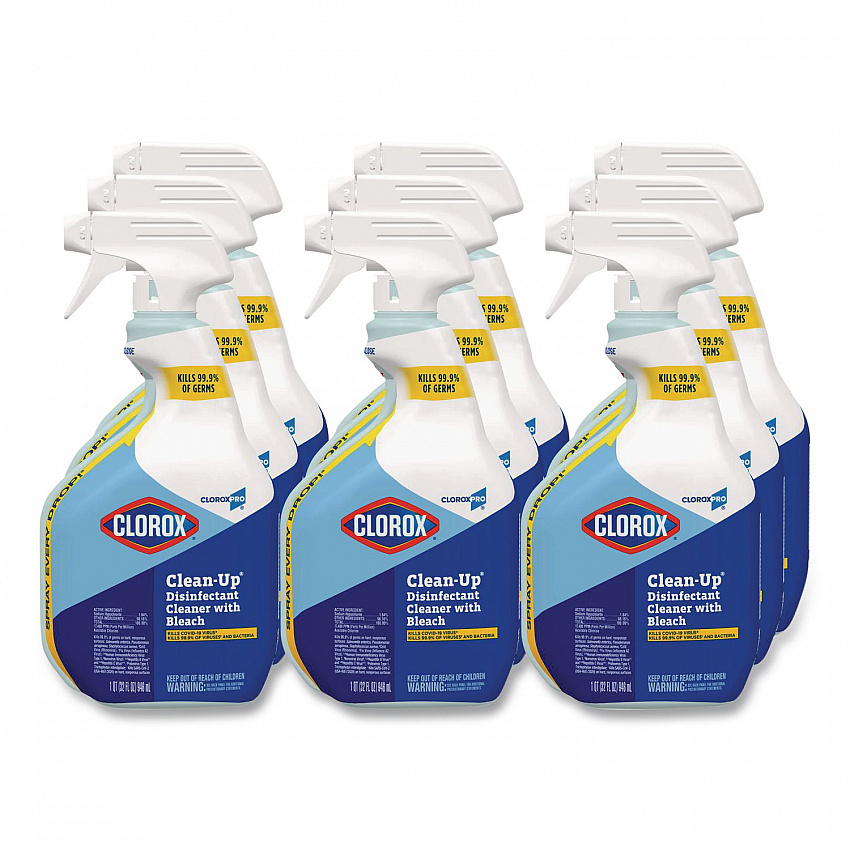 CloroxPro Clean-Up Disinfectant Cleaner with Bleach, Fresh Scent, 32 oz Smart Tube Spray Bottle, 9/Carton (35417CT)