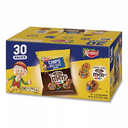 Mini Cookie Snack Packs, Chocolate Chip/M and Ms, 1.6 oz. Pouch, 30 Pouches/Carton (20900466)