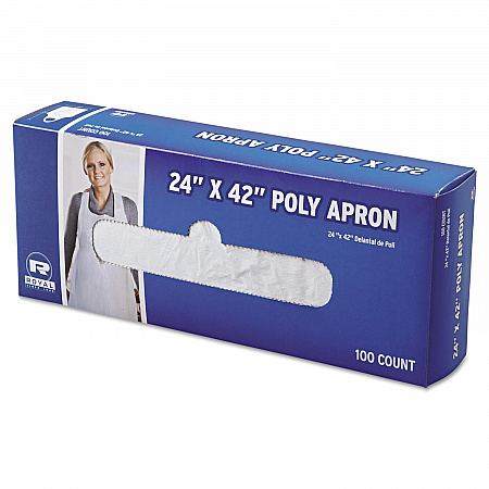 Poly Apron, 24 x 42, One Size Fits Most, White, 100/Pack, 10 Packs/Carton (DA2442)