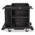 Compact Housekeeping Cart, Plastic, 3 Shelves 1 Bin, 23 x 53.12 x 19.1, Black (2202585)