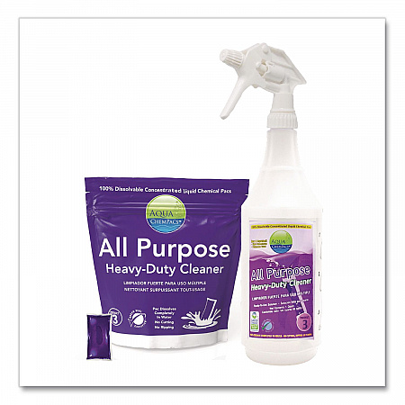 All Purpose Heavy-Duty Cleaner Starter Pack with 32 oz Empty Spray Bottle, Lavender Scent, 12 Chem Pacs/Carton (9320998)
