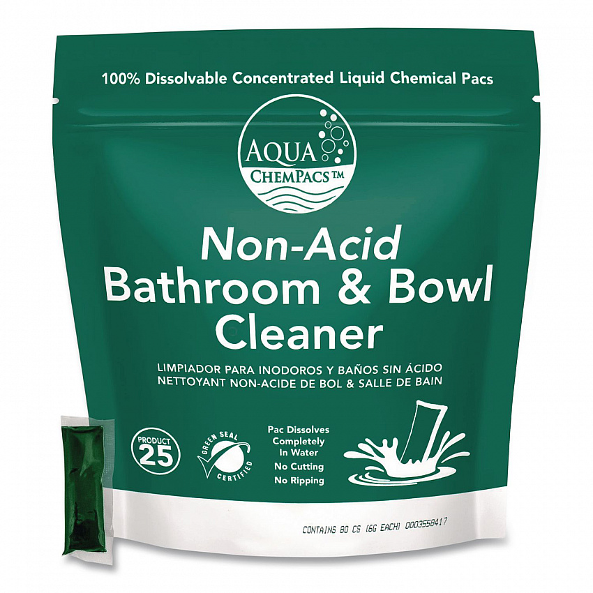 Aqua ChemPacs Non-Acid Bathroom and Bowl Cleaner, Lavender Scent, 6 g Packets, 80 Chem Pacs/Pack, 4 Packs/Carton (9320972)