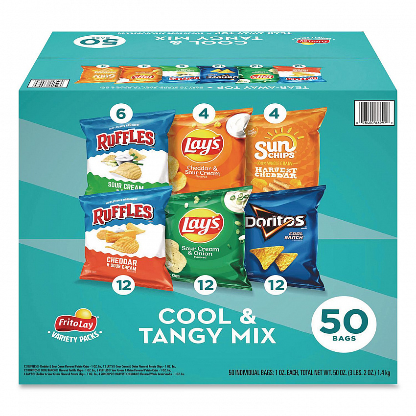 Cool and Tangy Mix Variety Pack, Assorted Flavors, 1 oz Bags, 50 Bags/Carton (22002669)