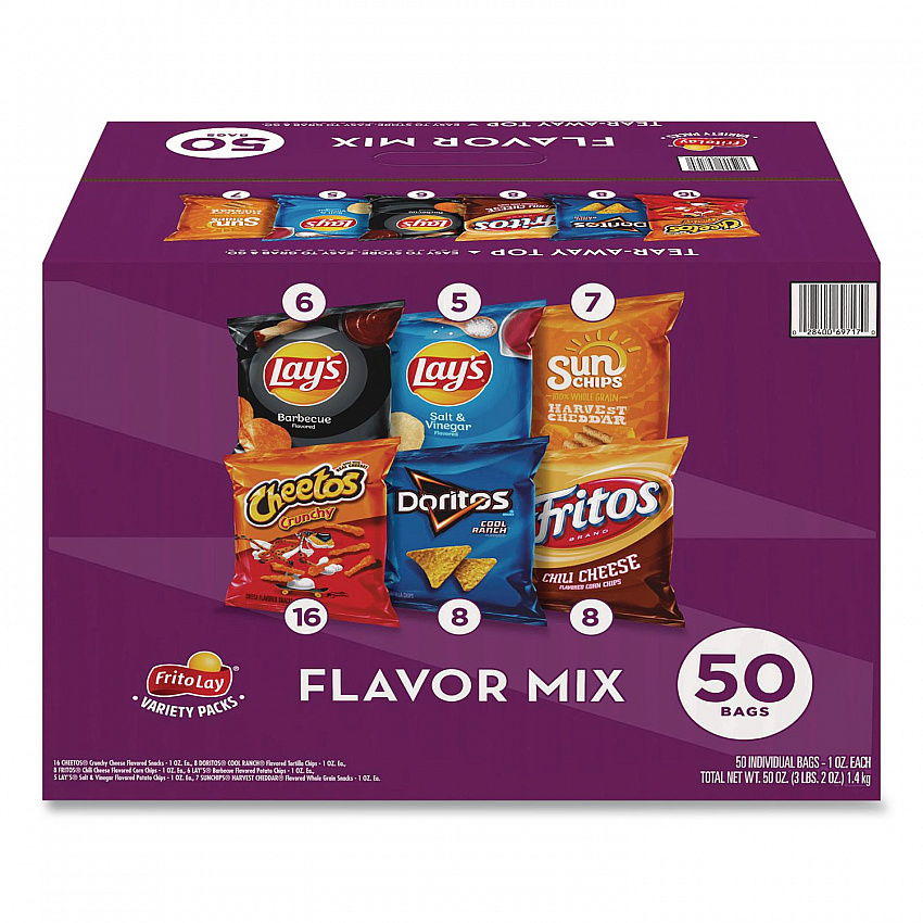 Flavor Mix Variety Pack, Assorted Flavors, 1 oz Bag, 50 Bags/Carton (22002671)